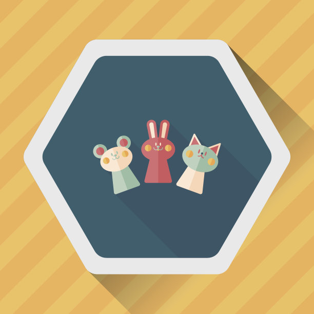 手偶扁平图标与长影子，eps10图片下载