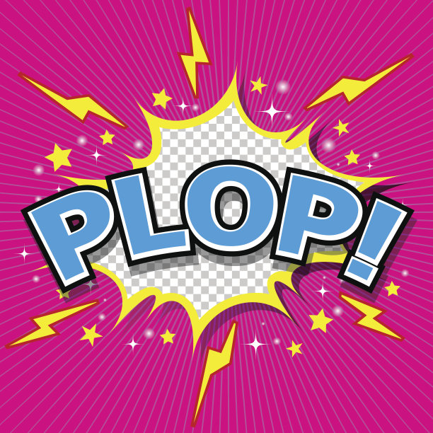 扑通一声地!漫画表达向量文本图片下载