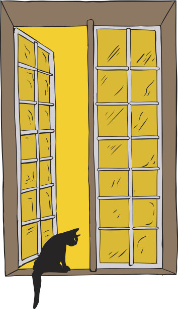 打开窗户，让猫往外看图片下载