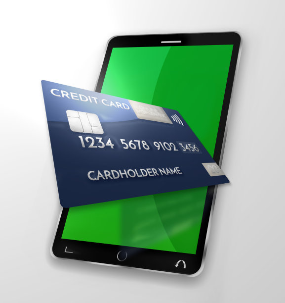 移动支付信用卡3d渲染蓝色现代图片下载