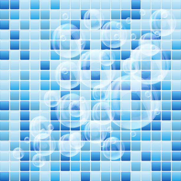 蓝色马赛克小瓷砖纹理spa背景。图片下载