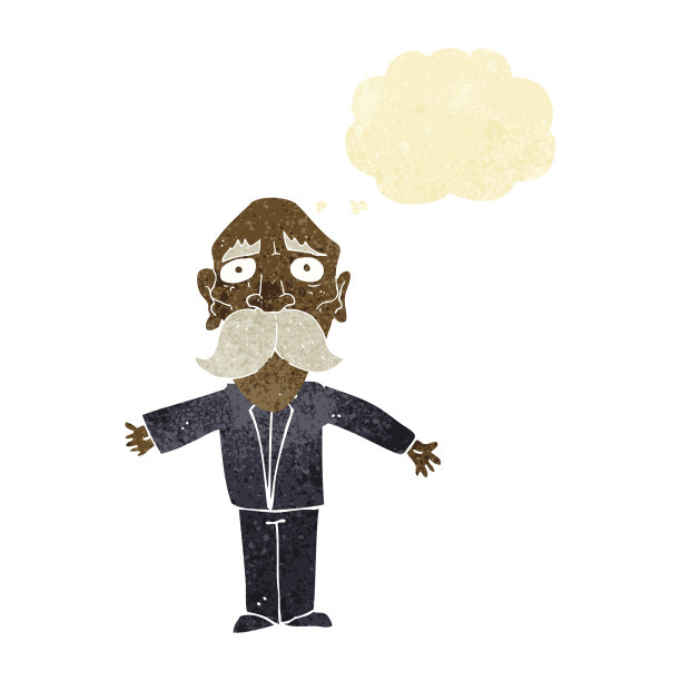 卡通失望的老人与思想泡沫图片下载