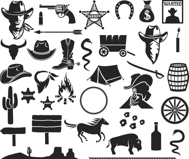 狂野西部图标集图片下载
