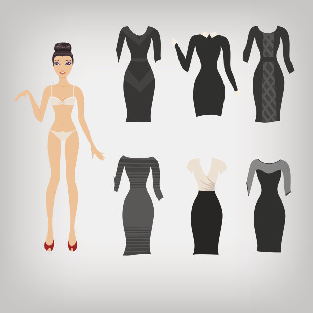 向量可爱简单的装扮纸娃娃图片下载