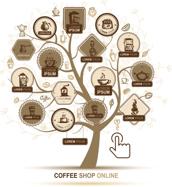 信息图概念树与咖啡图标为您的设计图片下载