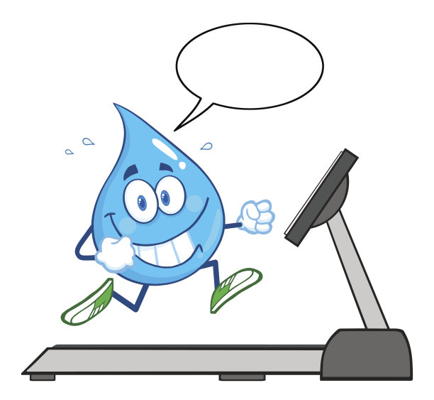 健康的水滴在跑步机上带着气泡跑图片下载