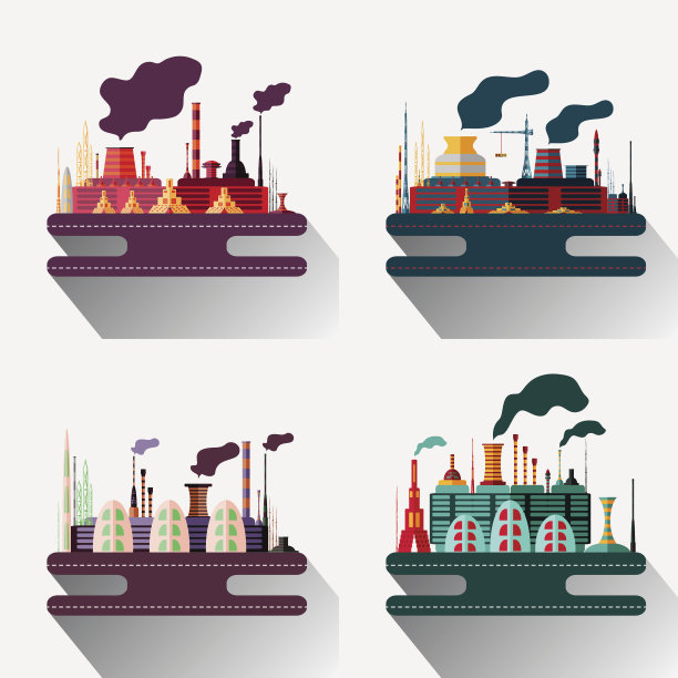 工业工厂的彩色插图图片下载
