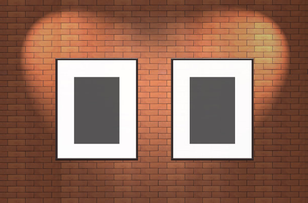 砖墙上的空白相框图片下载