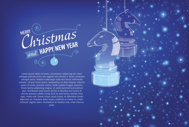 圣诞和新年贺卡上有玻璃马图片下载