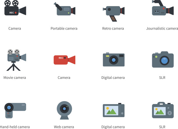 白色背景上的相机颜色图标图片下载