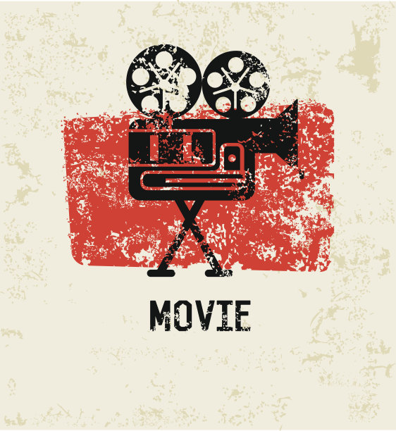 电影设计在旧的纸张背景上，干净的矢量图片下载