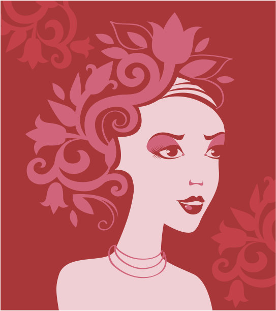 花中的女人剪影图片下载