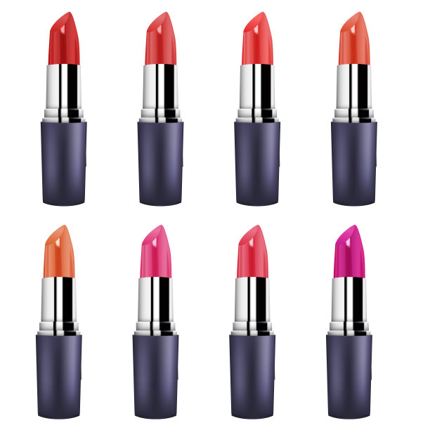口红的不同色调的红色孤立在白色的背景图片下载