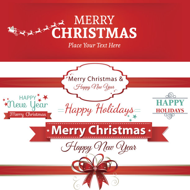 圣诞装饰矢量设计元素集合。图片下载