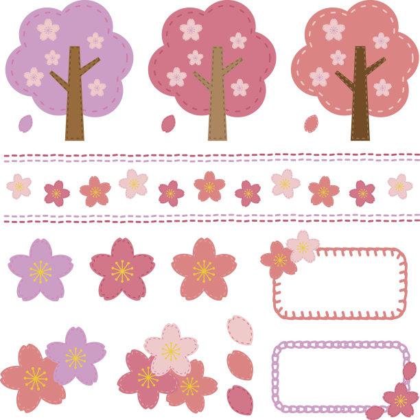 一套樱桃树手工图片下载