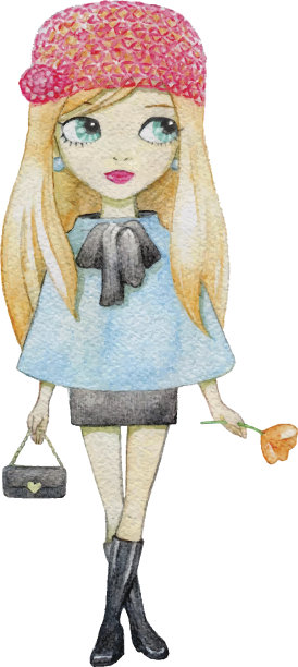 水彩时尚女孩图片下载