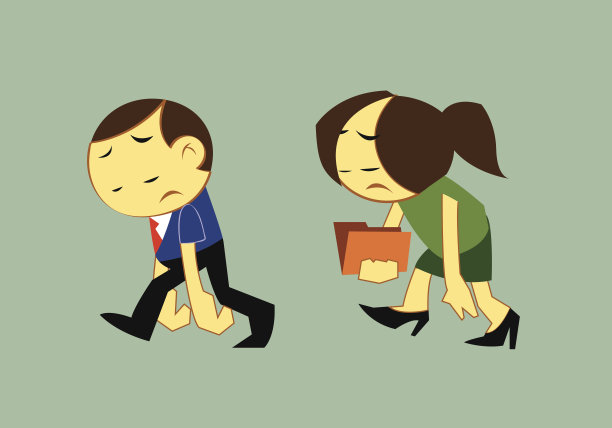 疲惫的商人和疲惫的女商人在散步图片下载