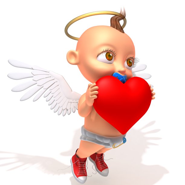 宝贝杰克天使与心脏3d插图图片下载