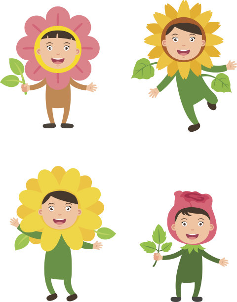 服装花朵儿童矢量图片下载