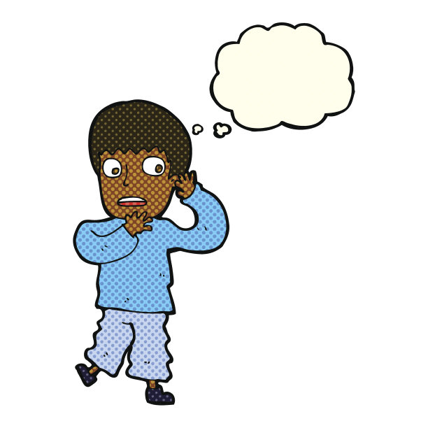 卡通吓坏了男孩的思想泡泡图片下载