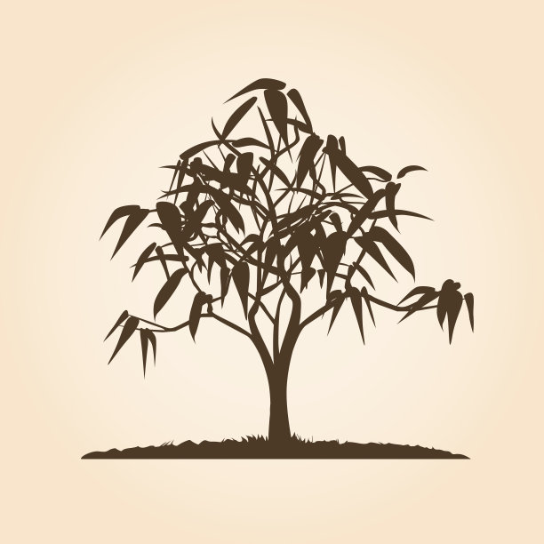 褐色的树。矢量插图。图片下载