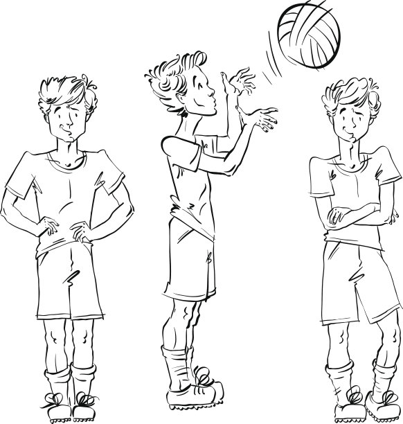 一组矢量全身手绘白种人青少年，黑人图片下载
