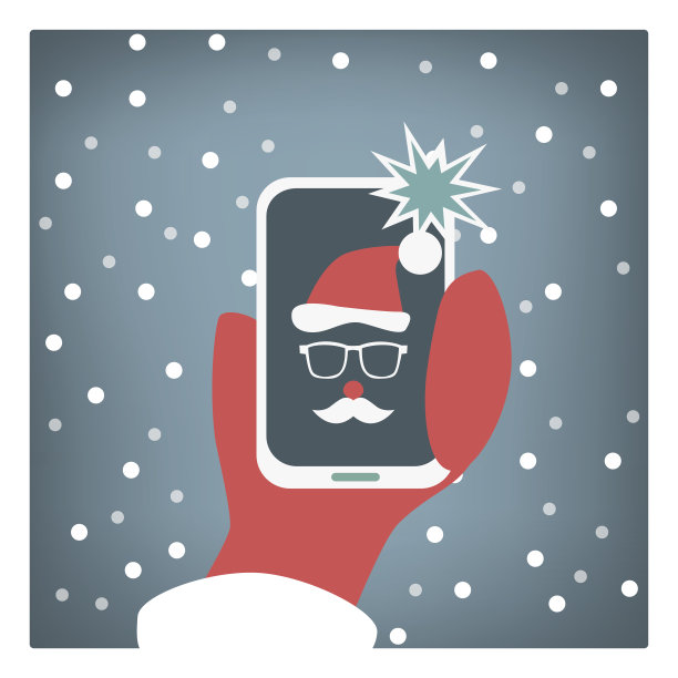 圣诞老人自拍搞笑圣诞贺卡设计。图片下载