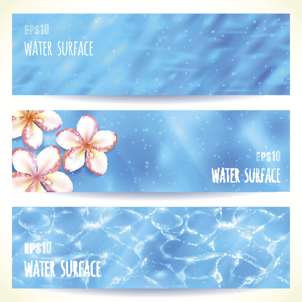 一套水平横幅与水面。矢量插图,eps10图片下载