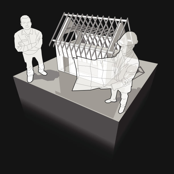 与建筑师和客户合作的在建房屋示意图图片下载