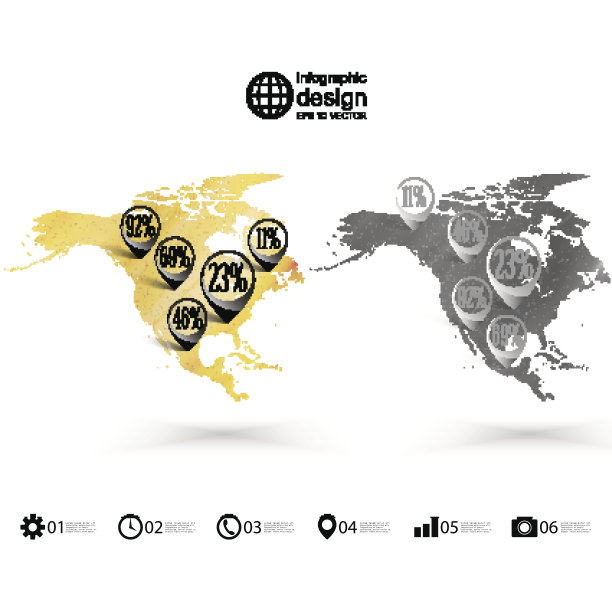 北美地图，木质设计纹理，信息图矢量插图图片下载