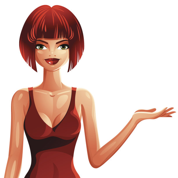 鲜艳的画一个华丽的红发性感的白种人女士穿图片下载