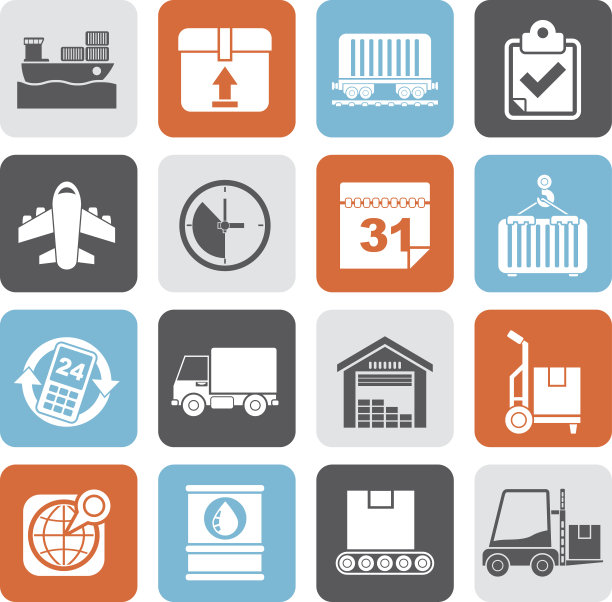 剪影物流和航运图标图片下载