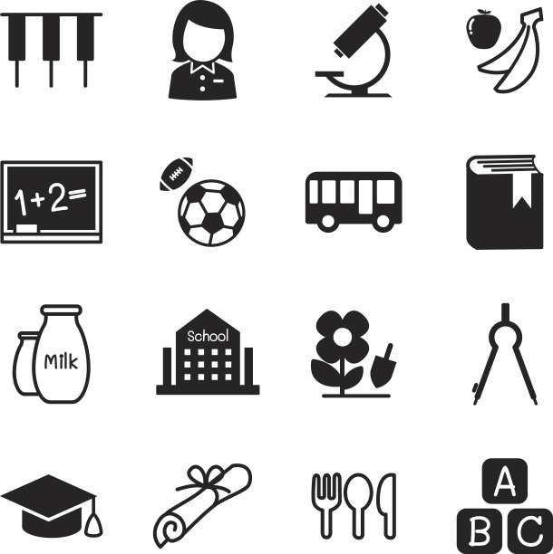 幼儿园教育图标矢量插图符号2图片下载