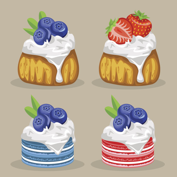 一套带有浆果的甜点图片下载
