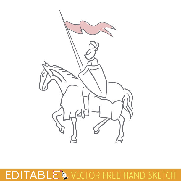 马术骑士。可编辑的矢量图标在自由手风格图片下载