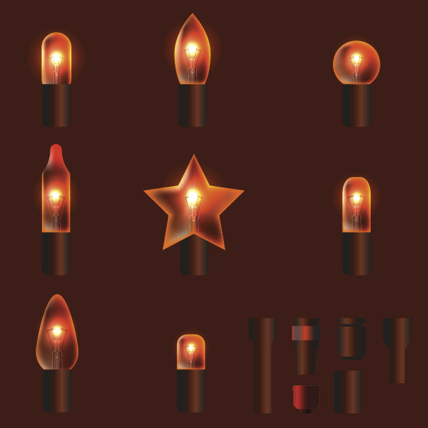 一组橙色闪亮的花环灯图片下载