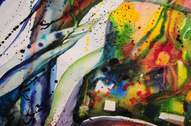 抽象水彩画的纹理。现代绘画。五彩缤纷的彩虹调色板。图片下载