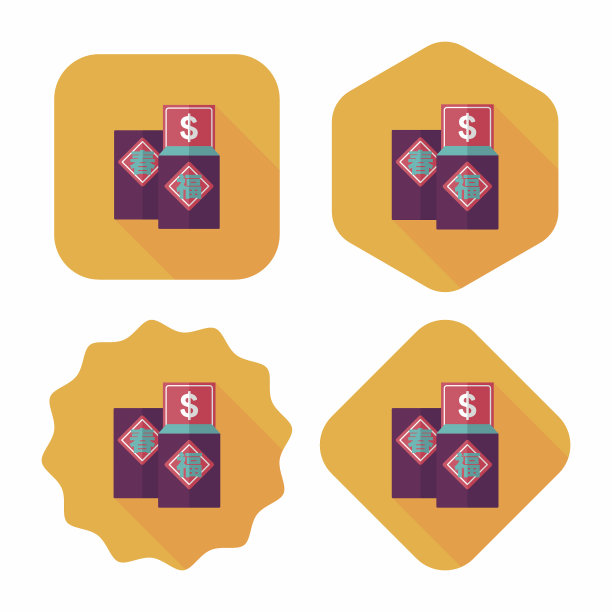 中国新年红包的扁平图标，eps10图片下载