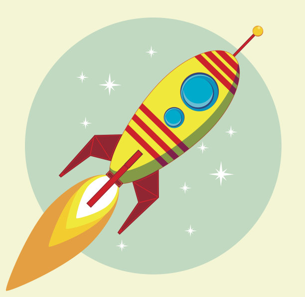 太空火箭飞行，矢量图片下载