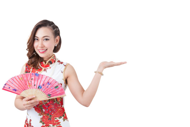 年轻的中国妇女春节快乐图片下载