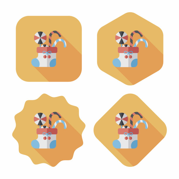 圣诞长袜与长影子扁平图标，eps10图片下载