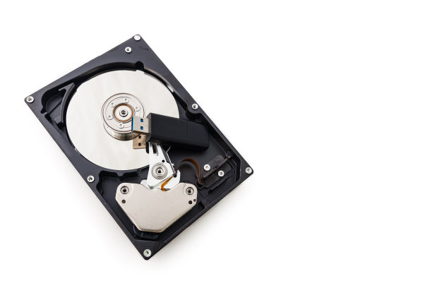 USB闪存驱动器和硬盘驱动器。图片下载