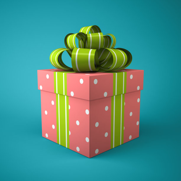 蓝色背景的粉色礼品盒图片下载