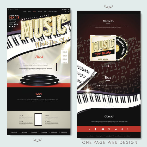 时尚一页网站设计模板图片下载