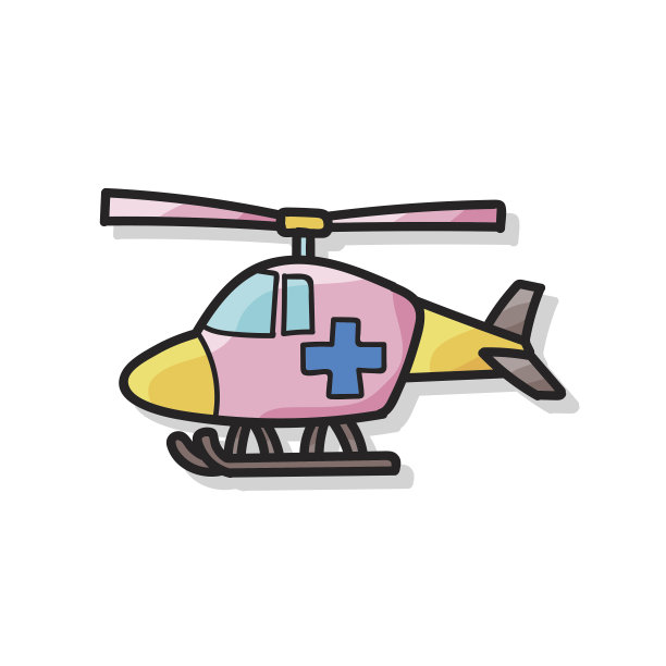 医用直升机彩色涂鸦图片下载