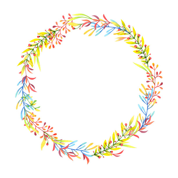 水彩花环图片下载