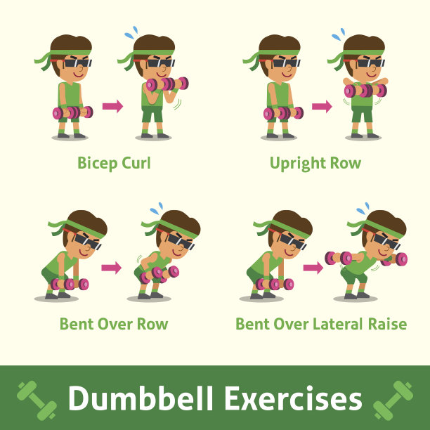 卡通男子做哑铃练习步图片下载