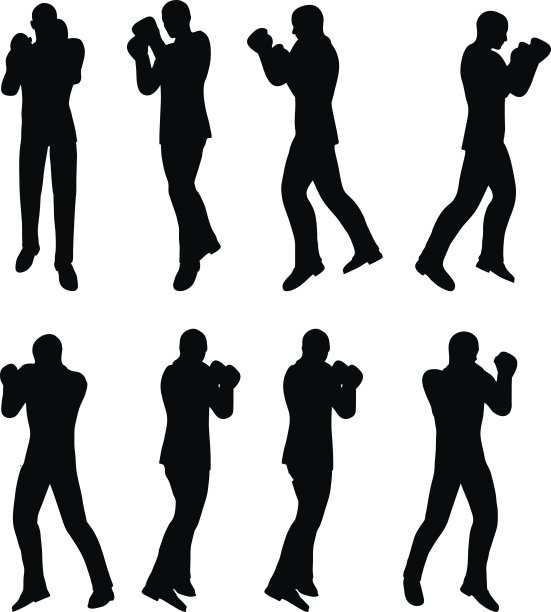 拳击手商人矢量剪影图片下载