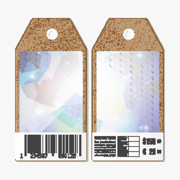 双面标签，带条形码的硬纸板销售标签。多边形图片下载