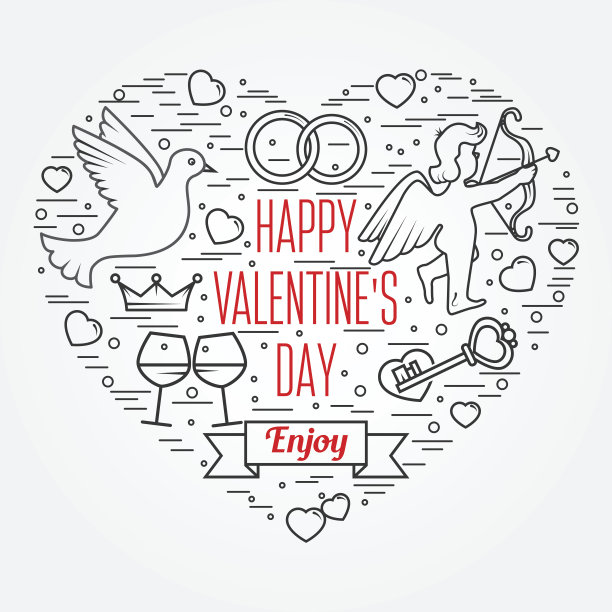 情人节贺卡，标签，徽章，符号图片下载